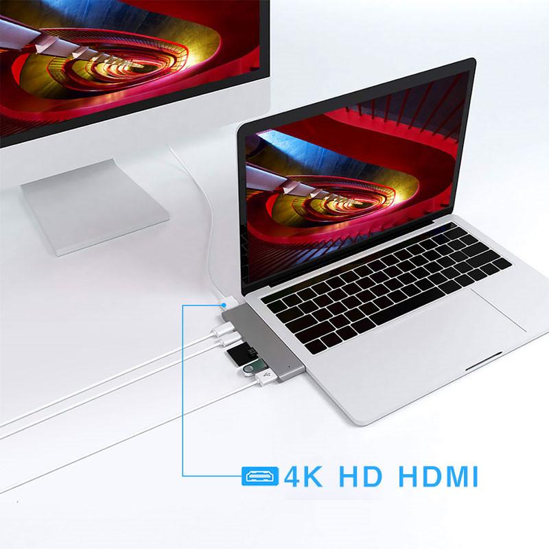 Type-C ハブ 7in1 USB C ハブ HDMI 4K高画質 PD急速充電 Thunderbolt 3 40Gbps USB3.0ポート USB-C 変換アダプタ Micro SD/SDカードリーダー｜teruyukimall｜05