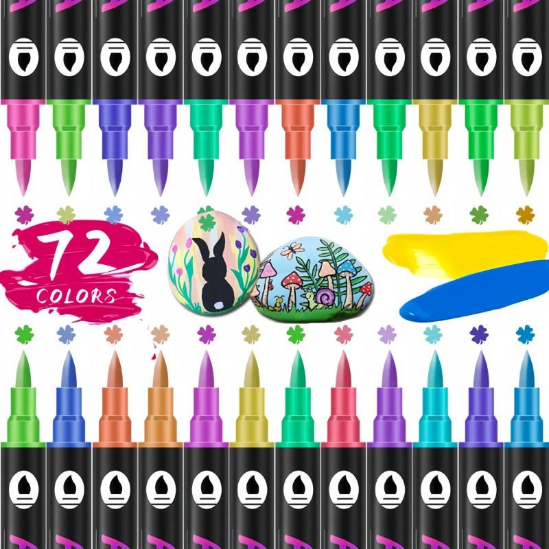 【新品・未使用アクリルペイントペン96色、72色、24マーカー 手帳 デコDIY アクリルマーカーペン イラストマーカー 両頭 水性 速乾 24色 48色 72