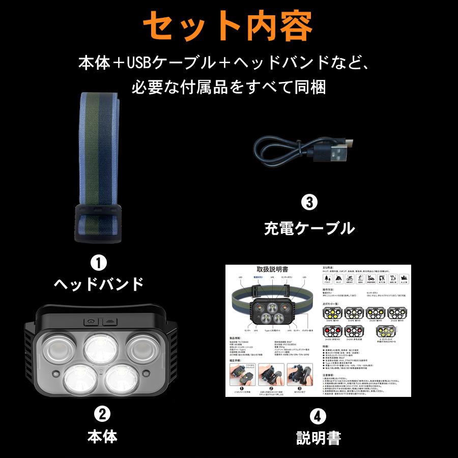ヘッドライト 充電式 ヘットライト センサー 最強ルーメン 3000lm 超