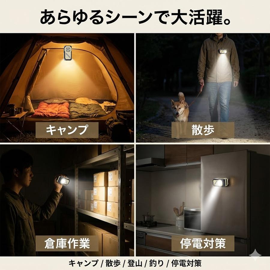 ヘッドライト 充電式 LED ランニングライト 手かざしセンサー