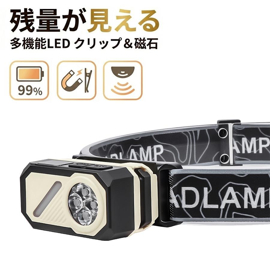 ヘッドライト 充電式 LED ランニングライト 手かざしセンサー