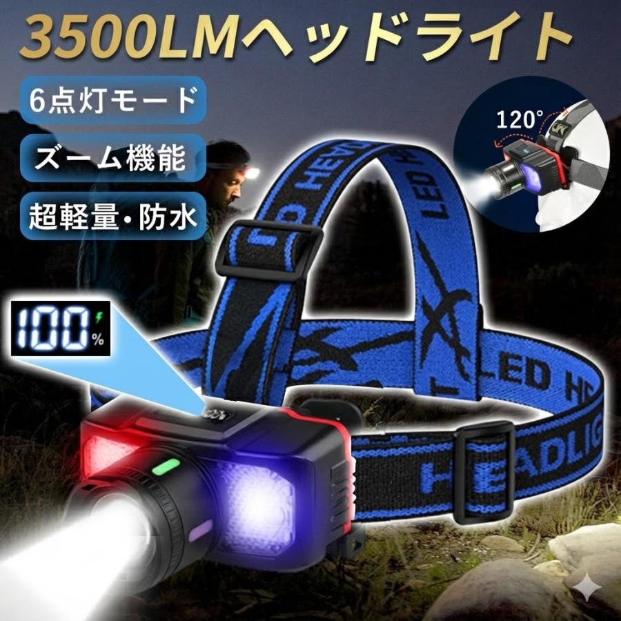 ヘッドライト 充電式 充電器 led 最強ルーメン 単品A75456 ヘッドライト 充電式 ledヘッドライト 最強ルーメン 3500LM 6モード