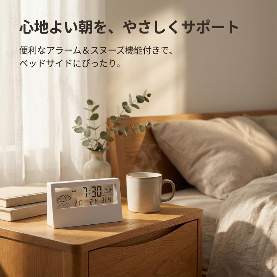 置き時計 デジタル 目覚まし時計 おしゃれ 温湿度計 透明 カレンダー