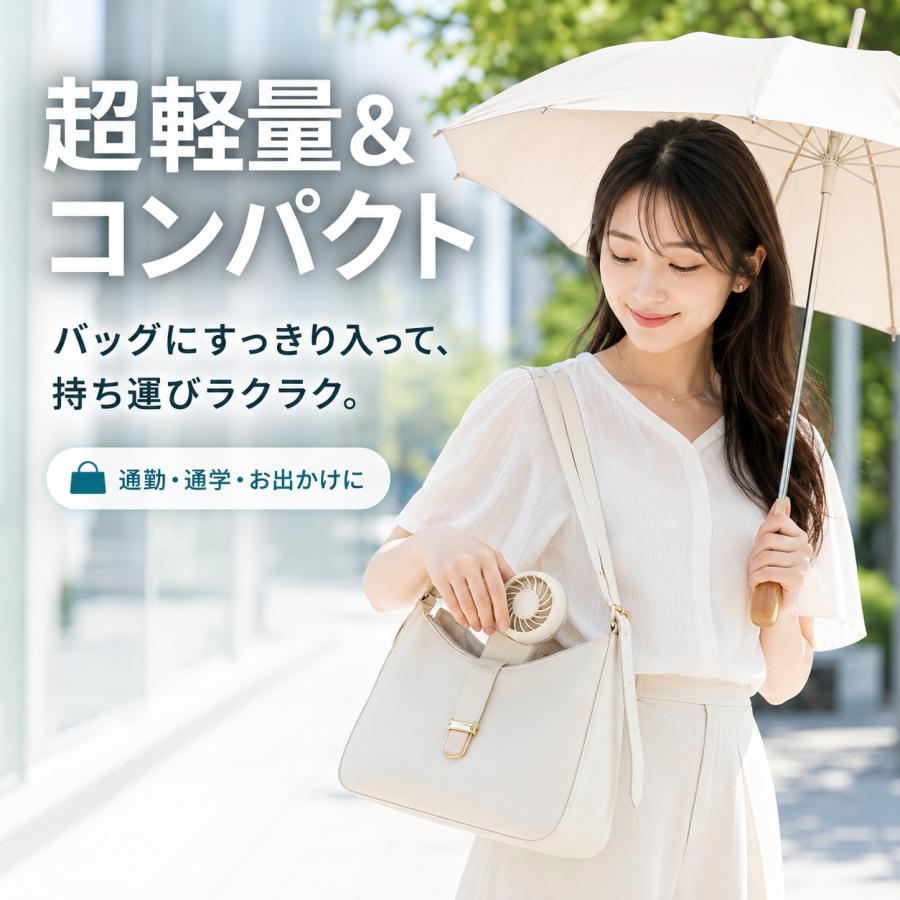 ハンディファン 首掛け扇風機 冷却プレート 360°角度調整 電量表示 5