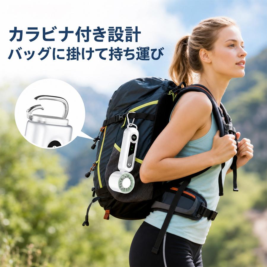 ハンディファン 首掛け扇風機 冷却プレート付き 瞬間冷却 電量表示 199