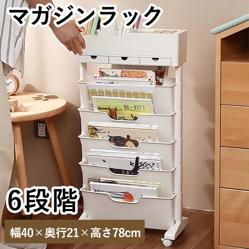 マガジンラック スリムタイプ 省スペース キャスター付き 新聞ラック