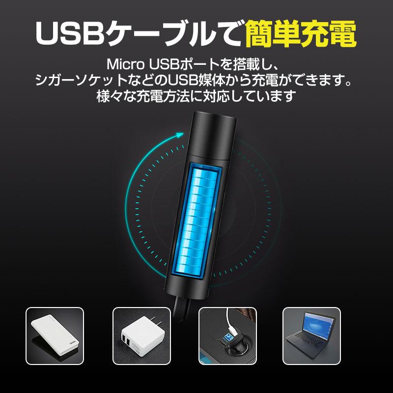 再入荷 最安2個セット 高輝度 USB 充電式 懐中電灯 LED 超小型 il