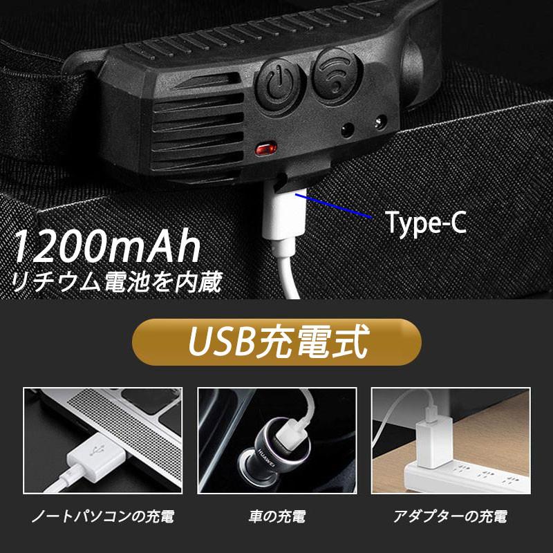 ヘッドライト 充電式 ledヘッドライト センサー機能 最強ルーメン 超強力 防水 軽量 led 頭ライト 釣り 登山 防災 作業用ledヘッドライト キャップライト｜teruyukimall｜13