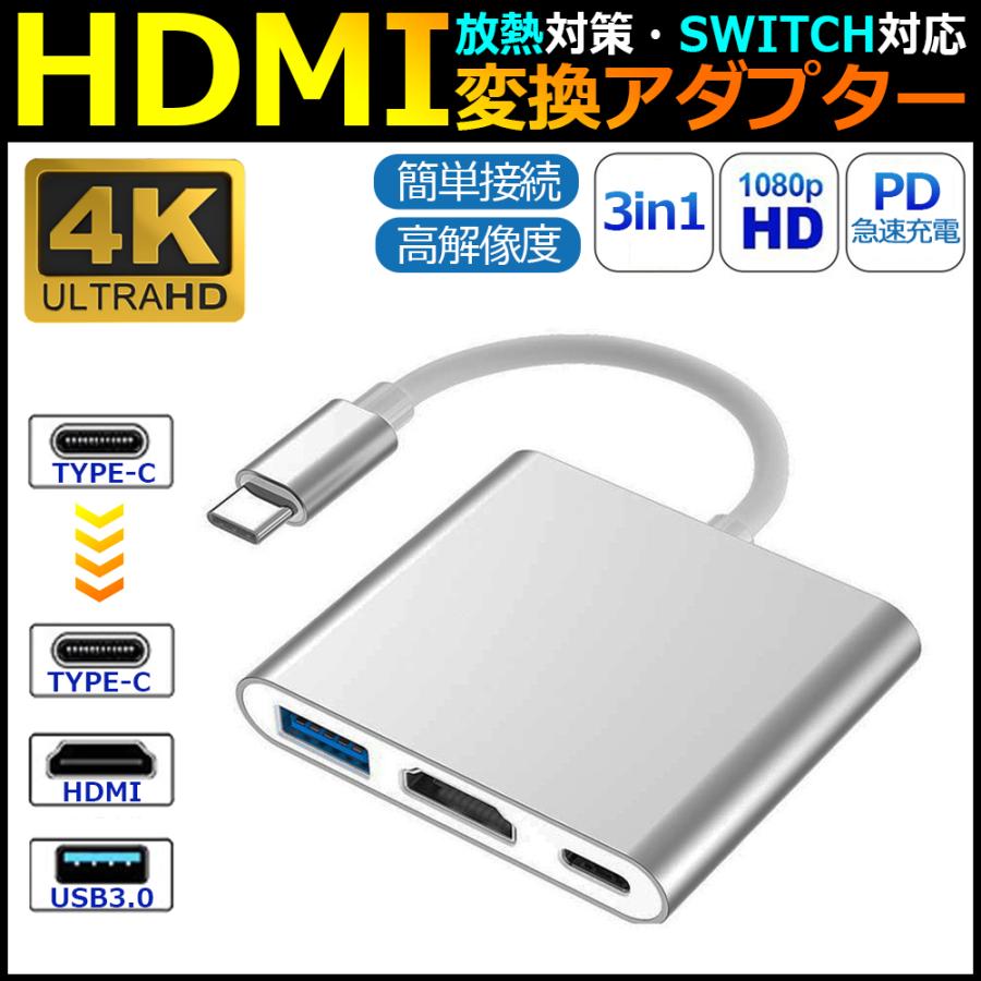 USB Type C HDMI 変換アダプター 3in1