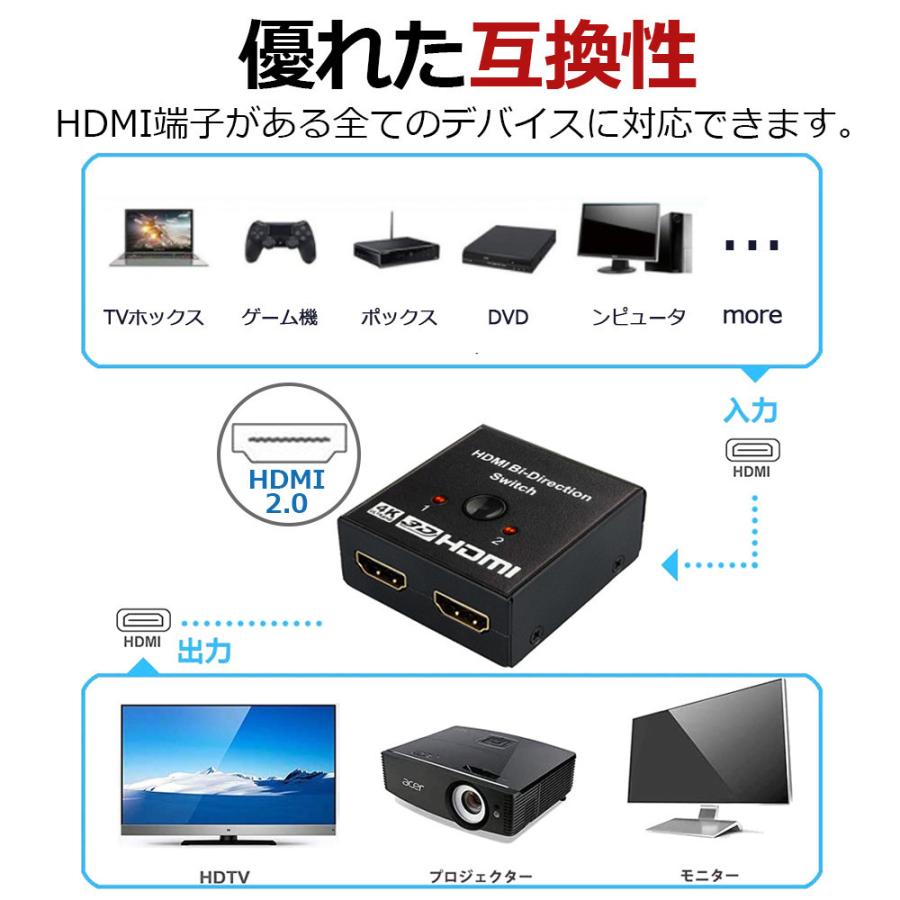 HDMI分配器 双方向 セレクター 4K HDMI切替器 分配器 HDMIセレクター 2入力1出力 1入力2出力 HDMI切り替え 切替器 ゲーム テレビ パソコンモニター|デジタル幸便|14