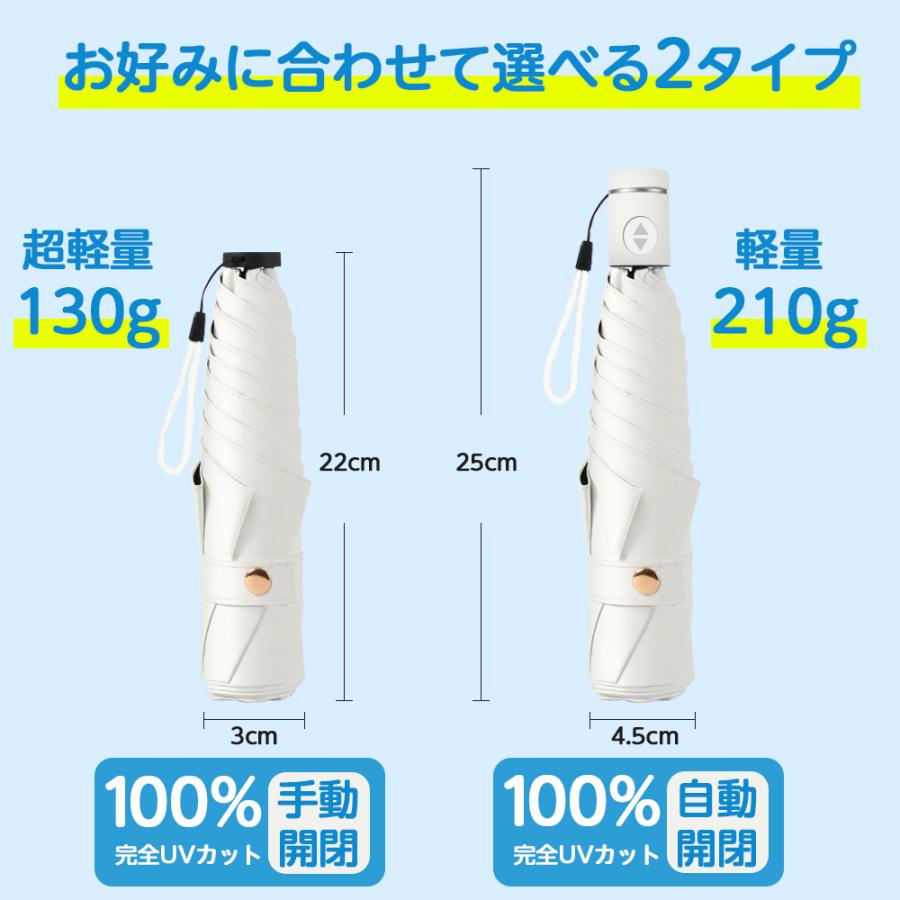折りたたみ傘 日傘 晴雨兼用 軽量130G 自動開閉 完全遮光 uvカット