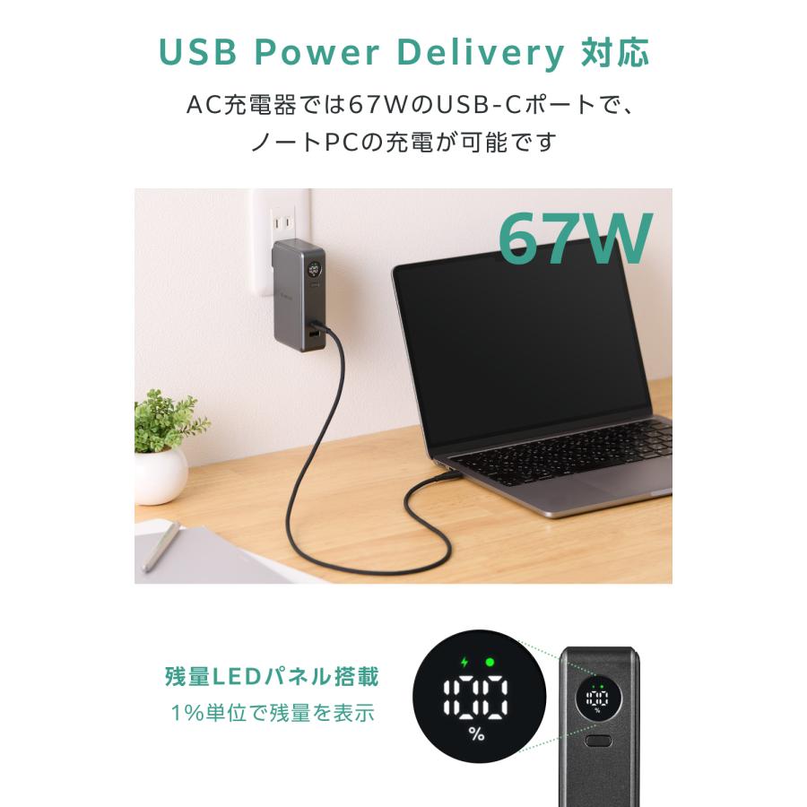 ELECOM（エレコム） モバイルバッテリー iPhone 大容量 10000mAh 67W