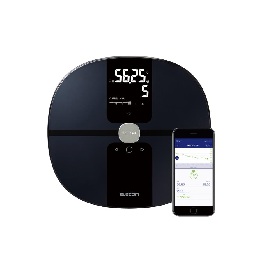ECLEAR 体重計 体組成計 自動認識機能付 MRI測定 50g単位 Wi-Fi スマホ