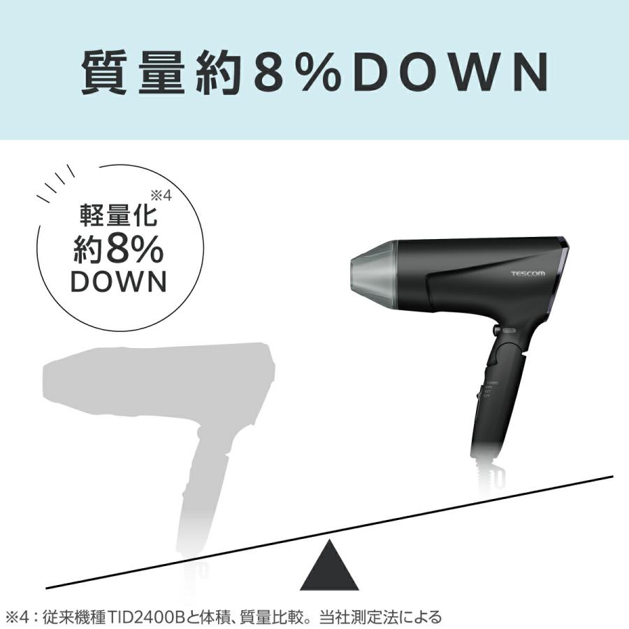 ドライヤー 速乾 大風量 テスコム ヘアドライヤー 冷熱風 軽量 高速 プロテクトイオン 折り畳み 口コミ TD570A 公式店 日本メーカーの画像