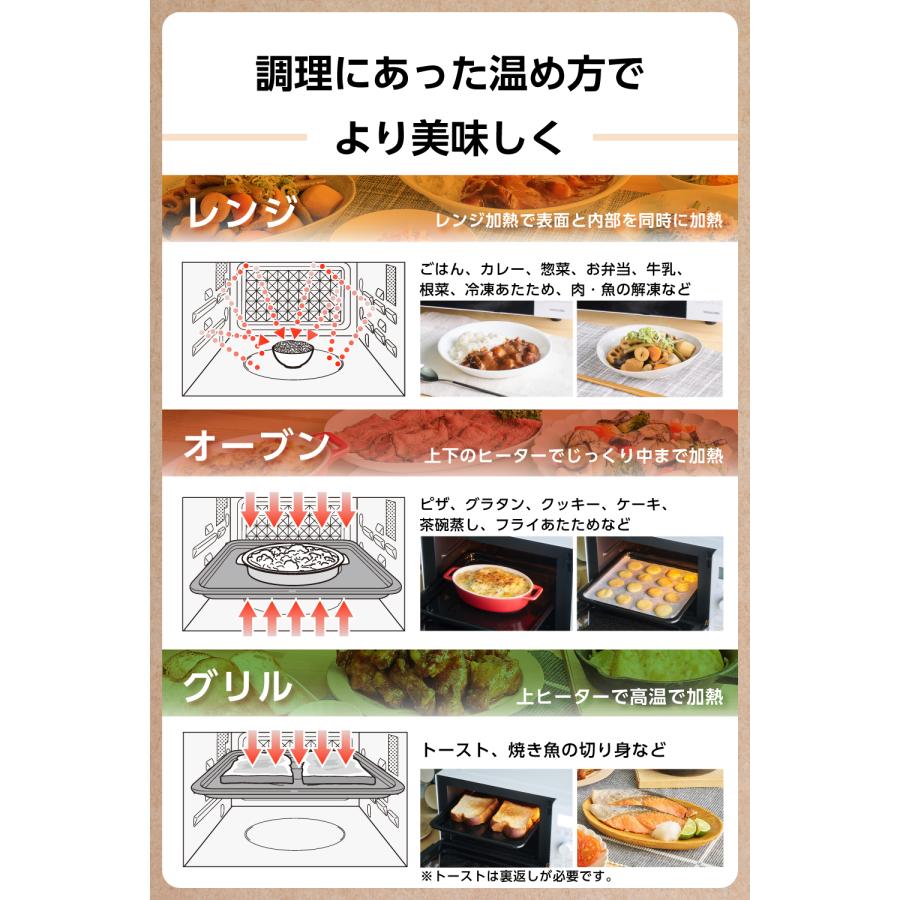 オーブンレンジ 電子レンジオーブンレンジ 2段 コンパクト 18L トースター 一人暮らし 新生活 TRH30A-W テスコム 公式店 日本メーカーの画像