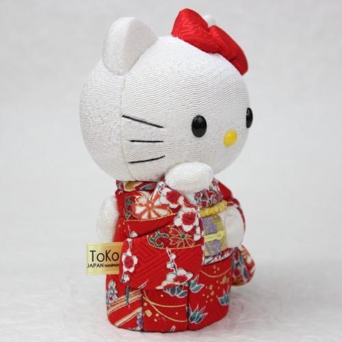 招き猫 キティちゃん グッズ 着物 柿沼人形 サンリオ 日本製 : 手