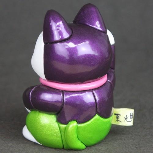 招き猫 置物 エナメル 紫猫 おしゃれ 柿沼人形 日本製 : 手しごと本舗