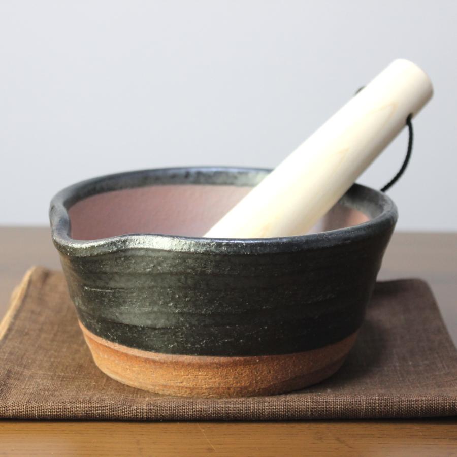 すり鉢 すりこぎ セット 溝なし 溝のないすり鉢 萬古焼 白/黒 ごますり 
