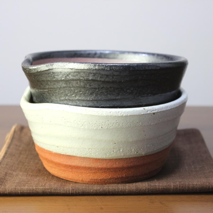 作家もの　すり鉢 すりこぎ セット 陶器製 すり鉢 すりこぎ セット 溝のないすり鉢 溝なし 萬古焼 白/黒 ごますり