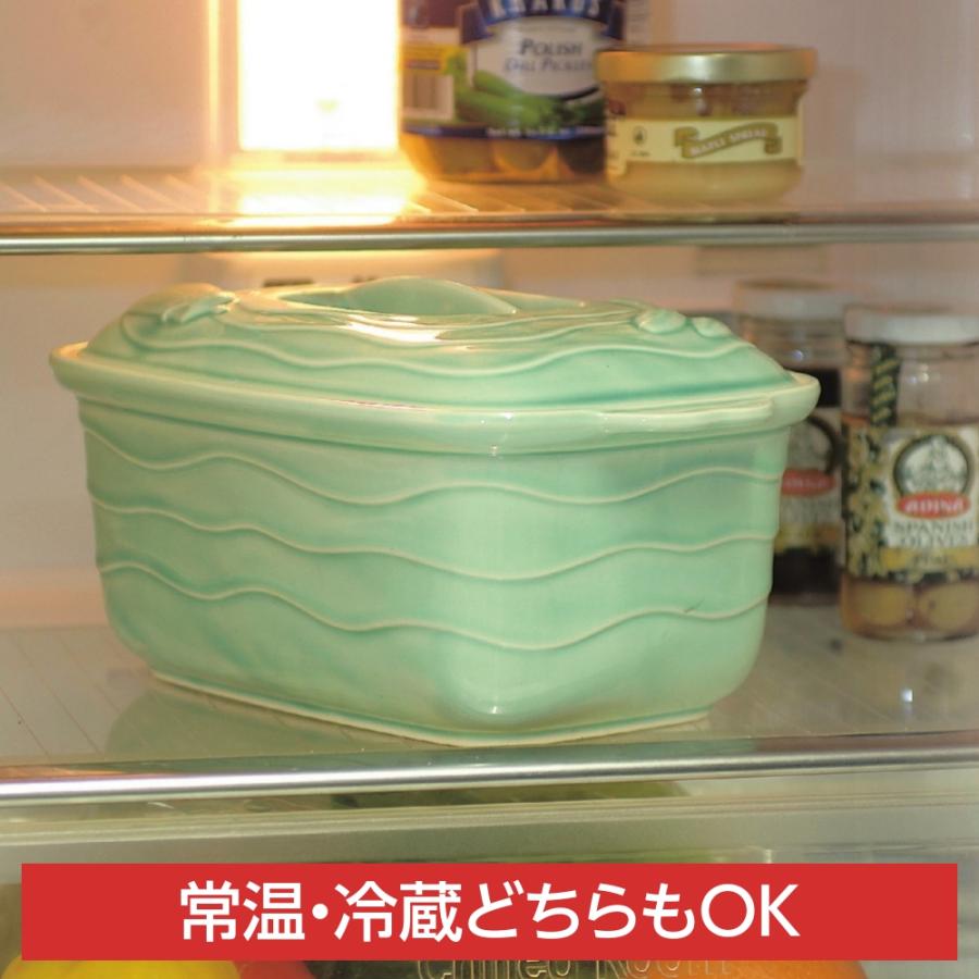 ぬか漬け 容器 冷蔵庫 陶器 日本製 2L 水抜き器付き ブルー/ホワイト