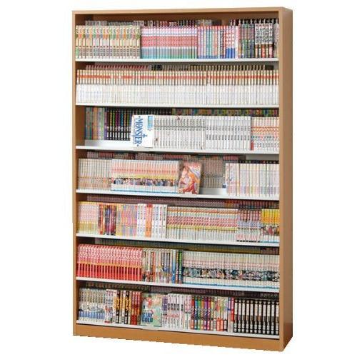 漫画1078冊 収納力２倍のひな壇式 コミック本棚 幅119cm ディスプレイスタンド3セット付 (ナチュラル N)