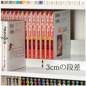 限定品 漫画1078冊 収納力２倍のひな壇式 コミック本棚 幅119cm ディスプレイスタンド3セット付 (ナチュラル N) 【WS8938519593】(32440円)