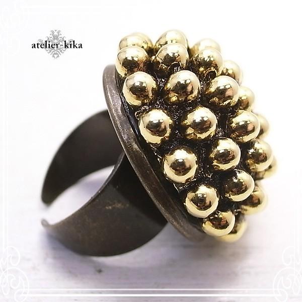 ヴィンテージ調ボタンリング スワロフスキー フリーサイズ 指輪atelier-kika [ アトリエ・キカ ]｜tesorocoltd｜03