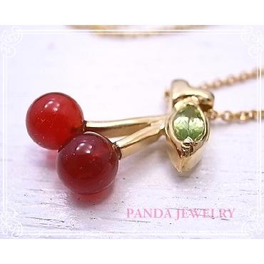 さくらんぼ ネックレス SV925 イエローゴールドコーティング ペリドット カーネリアン PANDA JEWELRY パンダジュエリー_1