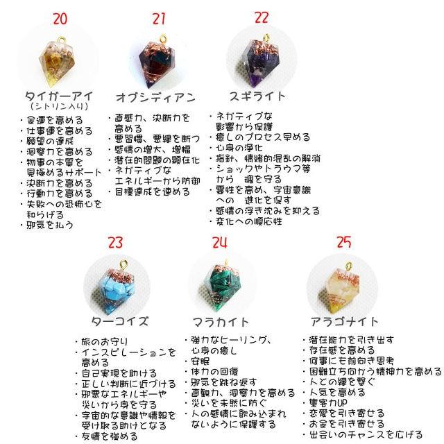 オルゴナイト ミニミニダイヤ型 ヒートン付 27種類 つや出しコーティング/3個セット/毘殊 Bijyu 天然石