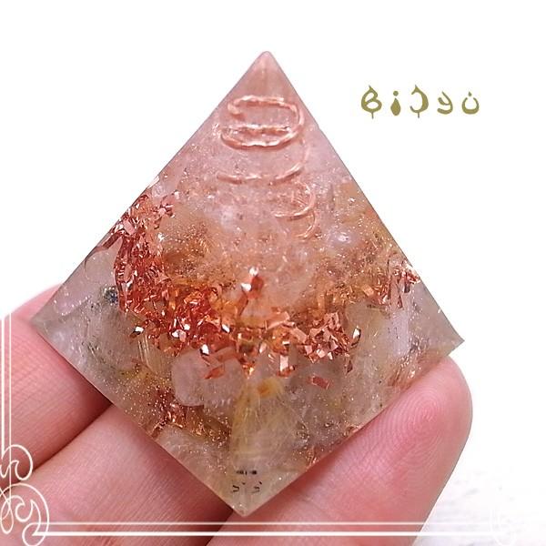 オルゴナイト ミニピラミッド型 シトリン＆ルチルクォーツ 毘殊 Bijyu