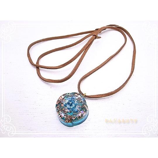 オルゴナイト ネックレス バラ 小 金具付 オルゴナイト ブルー