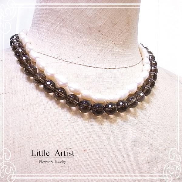 送料無料 エマ ネックレス 淡水パール スモーキークォーツ シルバー 天然石 アクセサリー 手作り Little Artist リトルアーティスト De 57 La 42 格安人気 Assinatura Ionline Pt