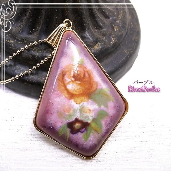 転写七宝のペンダント[3色あり] ハンドメイド 作家 アクセサリー