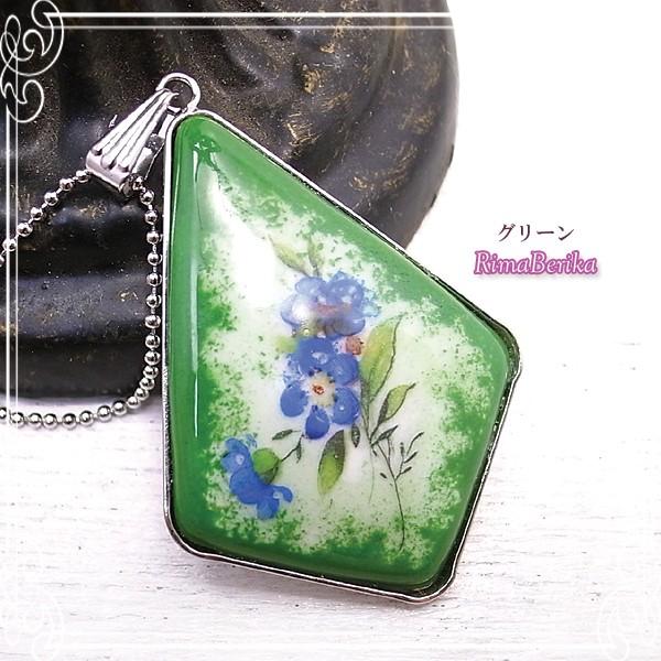 転写七宝のペンダント[3色あり] ハンドメイド 作家 アクセサリー 七宝