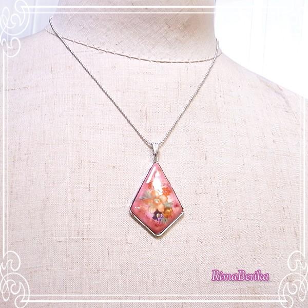 転写七宝のペンダント[3色あり] ハンドメイド 作家 アクセサリー 七宝