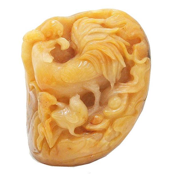 天然石 イエロージェイド 翡翠 にわとり 鶏 彫刻 1点もの 原石
