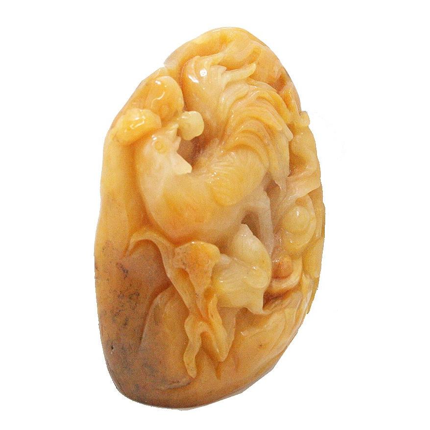 天然石 イエロージェイド 翡翠 にわとり 鶏 彫刻 1点もの 原石