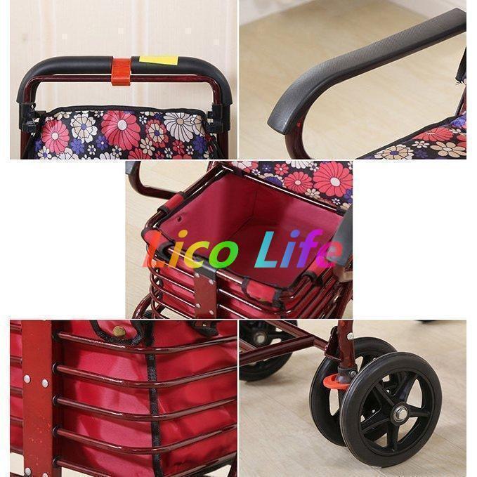 【最終】 シルバーカー 老人用 手押し車 折りたためる フットペダル付き 高齢者 買い物カート おしゃれ 歩行介助 補助具 散歩 座面付き 高さ調節 ブレーキ付き 【T1522731157】(9458円)