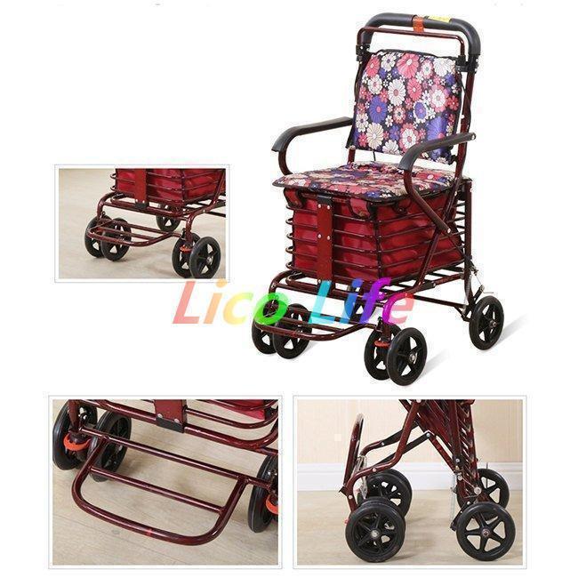 【最終】 シルバーカー 老人用 手押し車 折りたためる フットペダル付き 高齢者 買い物カート おしゃれ 歩行介助 補助具 散歩 座面付き 高さ調節 ブレーキ付き 【T1522731157】(9458円)