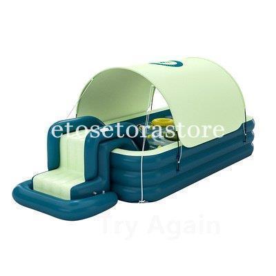 プール プールバッグ 子供 大型 3m ファミリープール 滑り台 自宅 室内室外 オーバルプール おしゃれ 家庭用プール 子供用 肉厚PVC 水遊び 自動充気 外寸 適用人数：1 滑り台