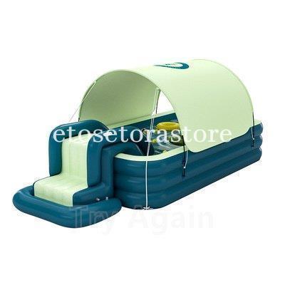 プール プールバッグ 子供 大型 3m ファミリープール 滑り台 自宅 室内室外 オーバルプール おしゃれ 家庭用プール 子供用 肉厚PVC 水遊び 自動充気 外寸 適用人数：1 滑り台