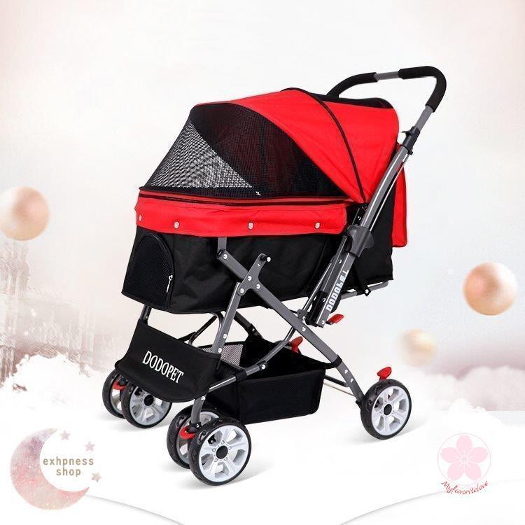 ペットカート ペットバギー DODOPET 切り替え ハンドル 多頭飼い 大型犬 中型犬 小型犬 犬 荷物入れ バスケット キャノビー付き 4輪 折り 