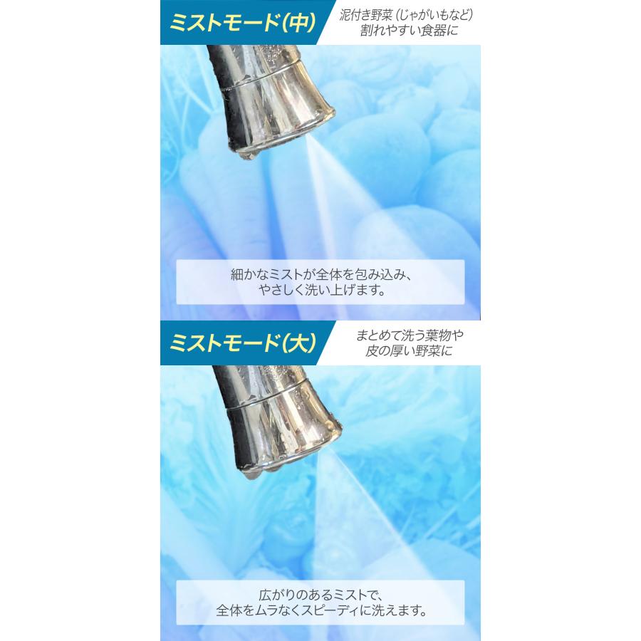 蛇口 シャワー ヘッド 5種類の水流 節水 360°回転ノズル キッチン