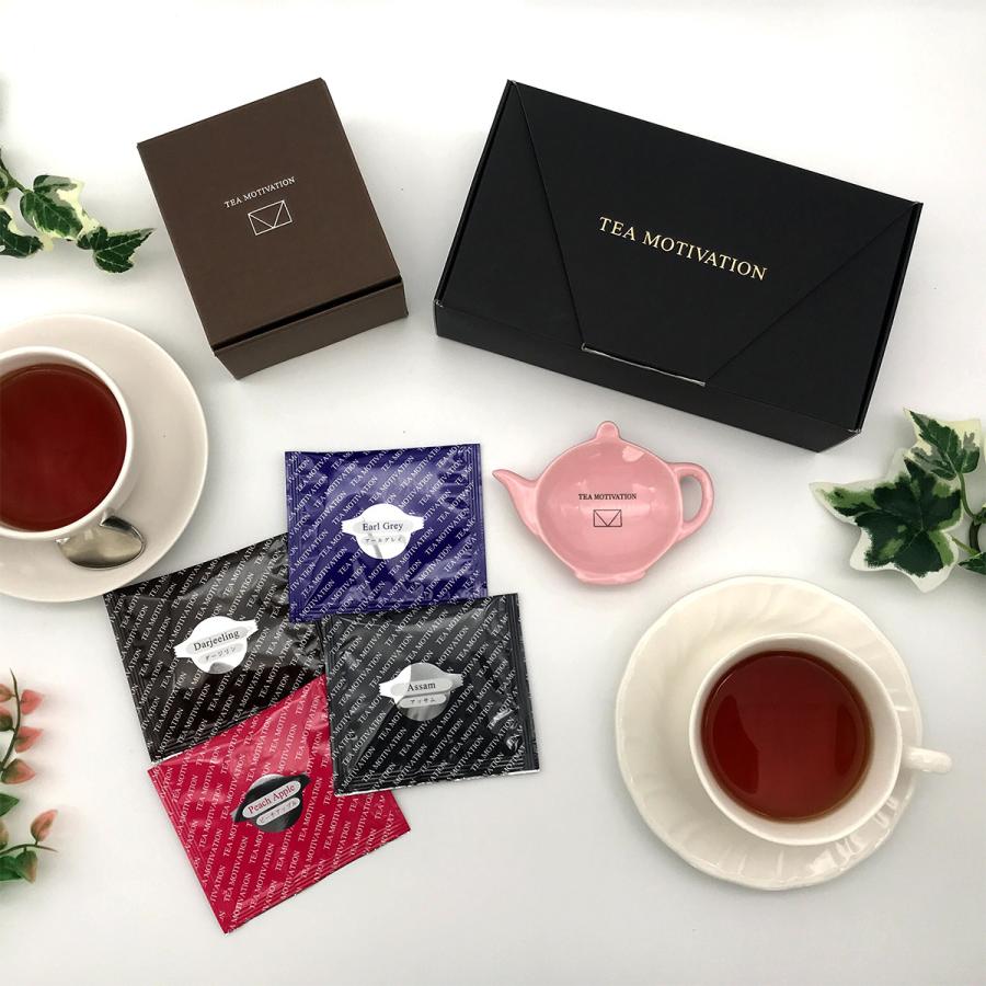 TEA MOTIVATION 紅茶 ティーバッグ 4種アソート11包入 ティーバッグレスト付 (ピンク) ギフト包装・手提袋付 紅茶ギフト 母の日 父の日｜tetrafleur｜04