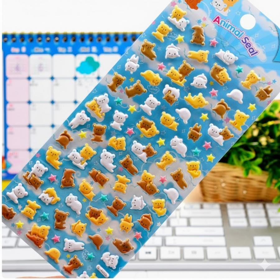 シール ぷくぷくシール 立体シール 6枚セット ステッカーシール DIY