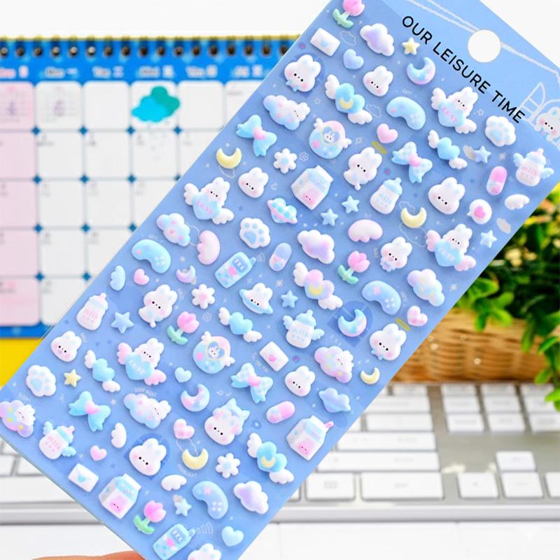 シール ぷくぷくシール 立体シール 6枚セット ステッカーシール DIY