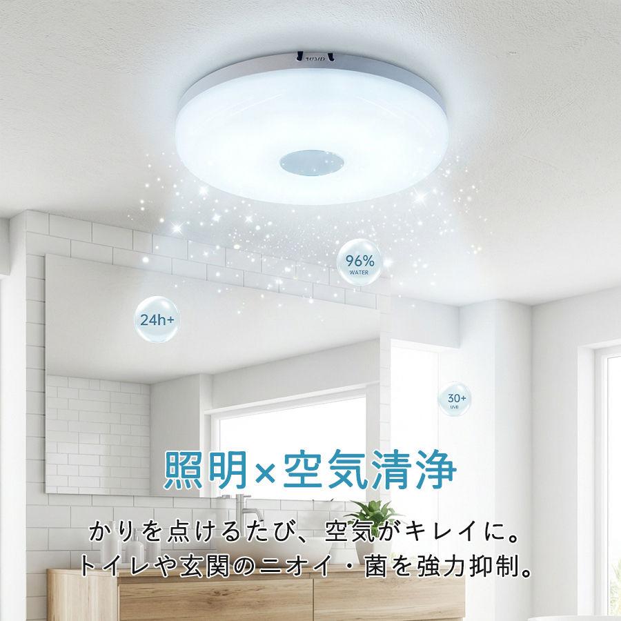 クリア 円形 天井　壁面　シーリングライト シーリングライト LED 小型 空気清浄 4.5畳 天井照明 工事不要 脱臭