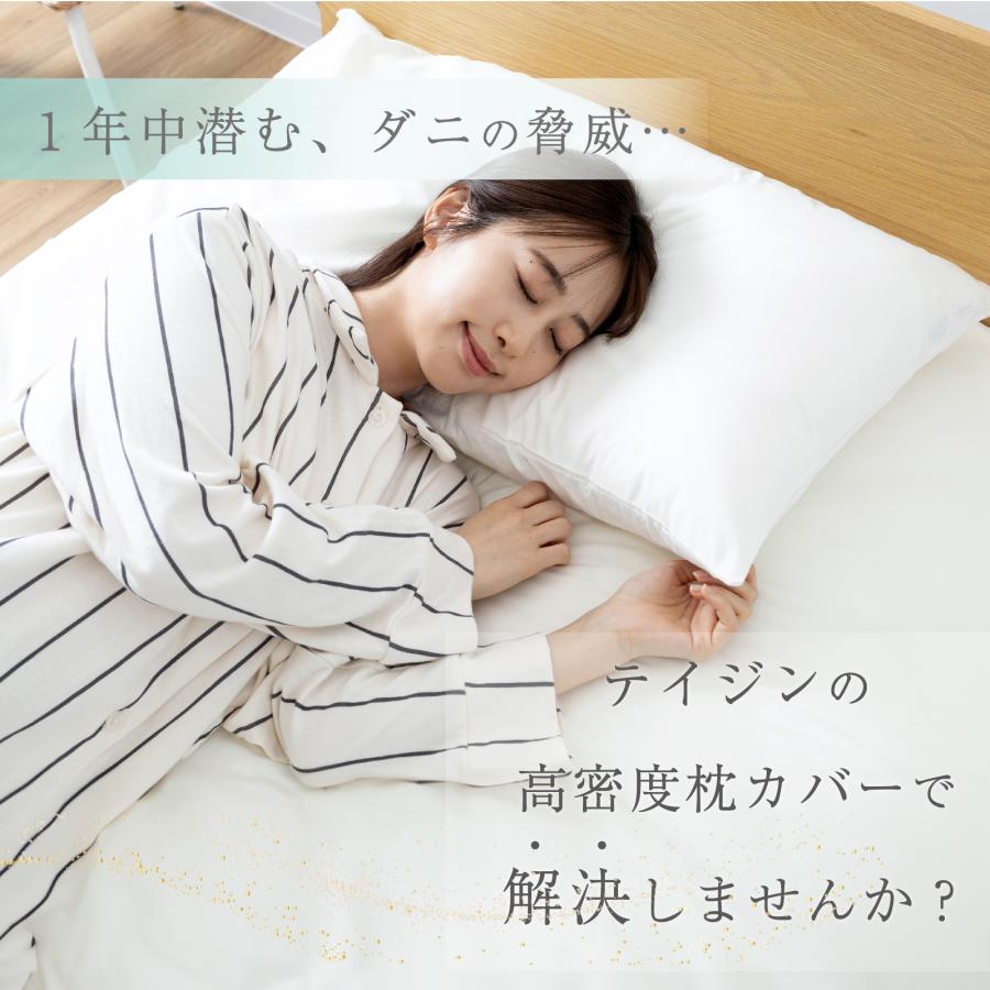 枕カバー ピローケース 43×63cm テイジン 防ダニ 高密度 ダニ対策 ダニ