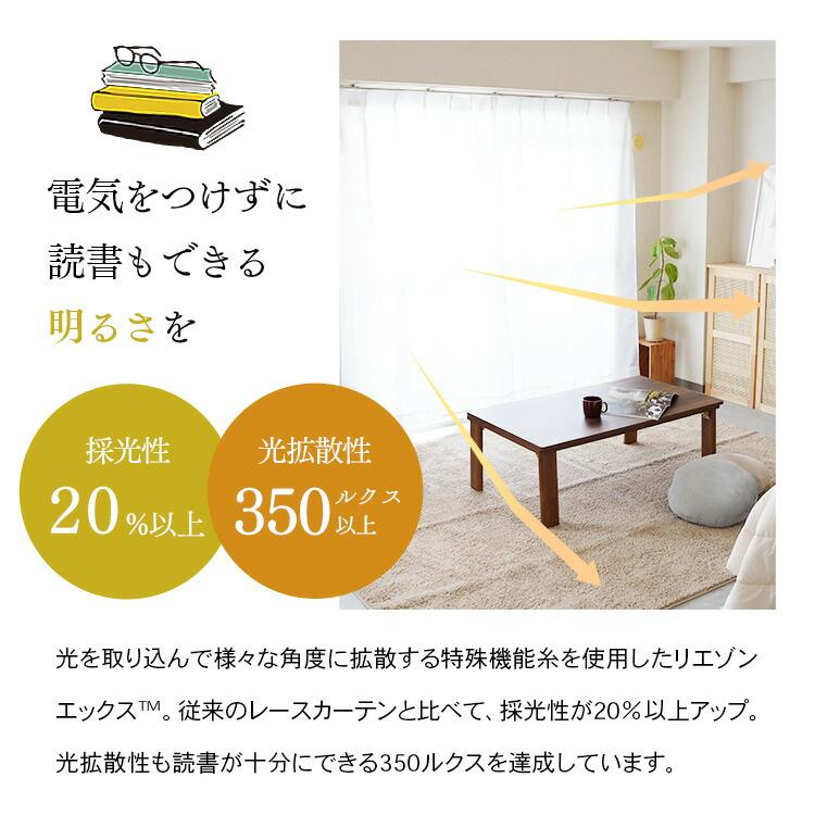 レースカーテン 2枚組 テイジン 幅100×丈228cm 光拡散 ホワイト 日本製