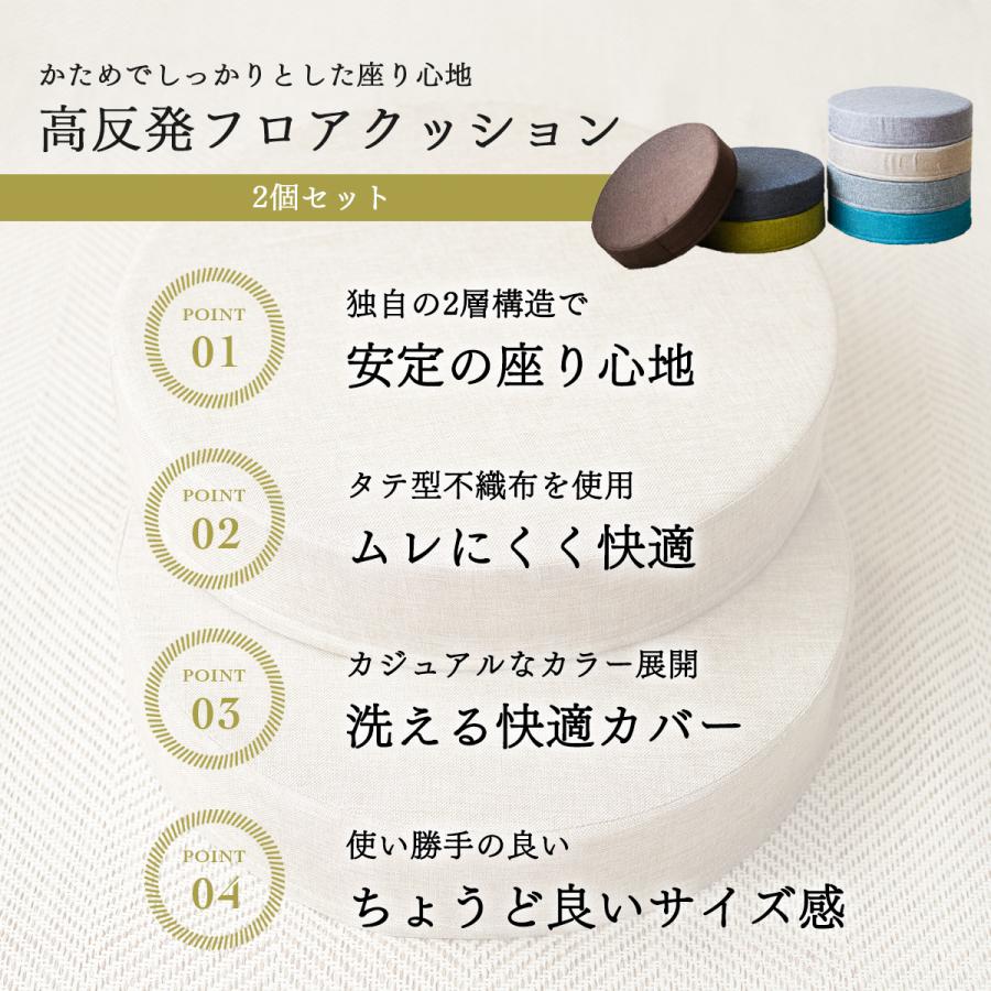 円型クッション2点セット　低高反発 高反発クッション 2個セット 直径40cm 厚み8cm 厚め 座布団